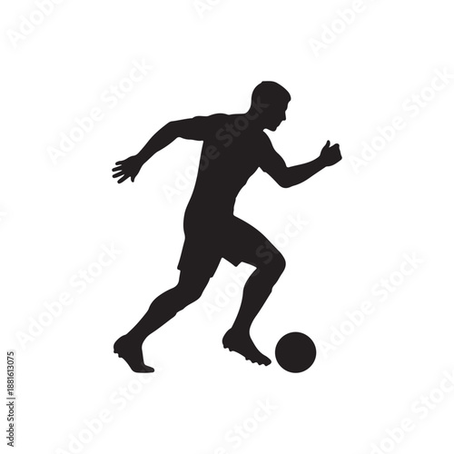 Dynamic Soccer Player in Action Silhouette: Athletic Movement and Energy
