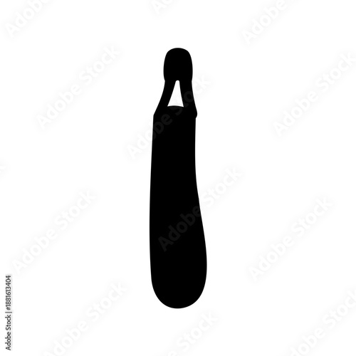 Simple black silhouette of a tall, heavy punching bag for boxing and fitness training Vector, illustration