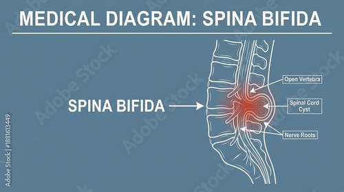 Medical Diagram Showing Spina Bifida Spinal Cord Defect
