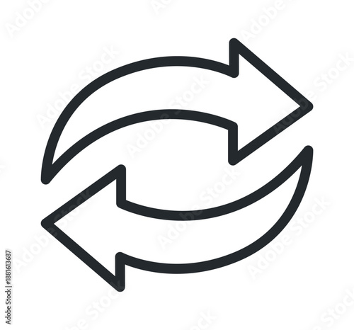 Stylized black and white two-way arrows symbol representing exchange or recycling concept.