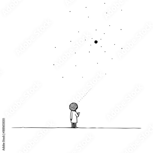 Person looking at stars night sky illustration art drawing sketch galaxy cosmos universe celestial exploration
