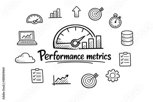 Performance Metrics Doodle. Performance metrics. Hand-drawn doodle illustration of Performance metrics. In the