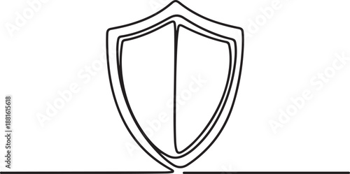 Shield of one continuous line drawing. Shield, Protection, Security Continuous Line icon Security shield drawn.one line vector illustration with out background