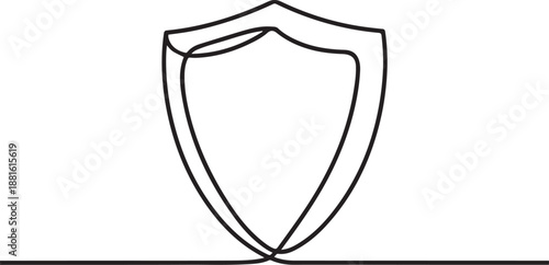Shield of one continuous line drawing. Shield, Protection, Security Continuous Line icon Security shield drawn.one line vector illustration with out background