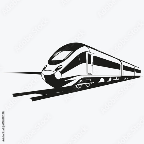 Modern Intercity electric train logo sketch illustration vector