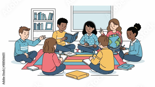 Diverse group of children sitting together 1.