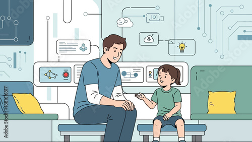 Doctor and child in medical setting.