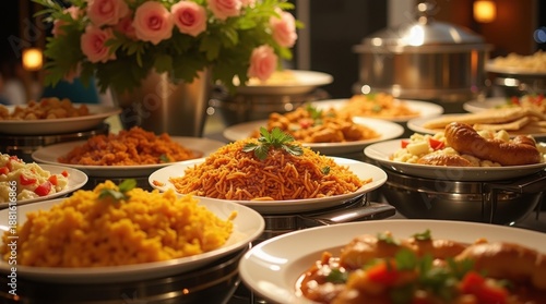 Wallpaper Mural A beautifully arranged buffet table with a variety of dishes and flowers Torontodigital.ca