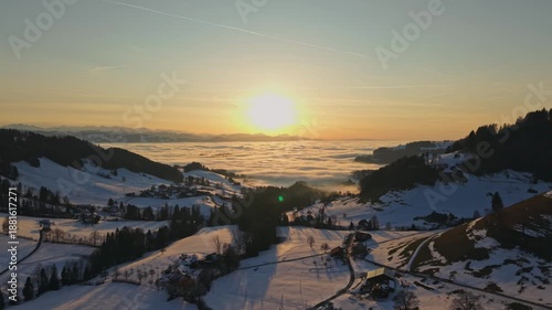 sunrise over the mountains in Switzerland