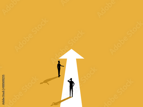 business consultant provides guidance with arrows pointing the way