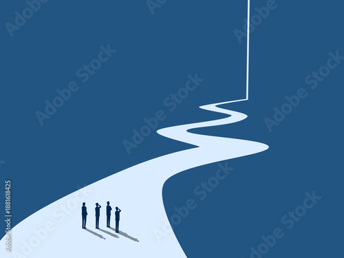 business team envisions the future on the business path they are building