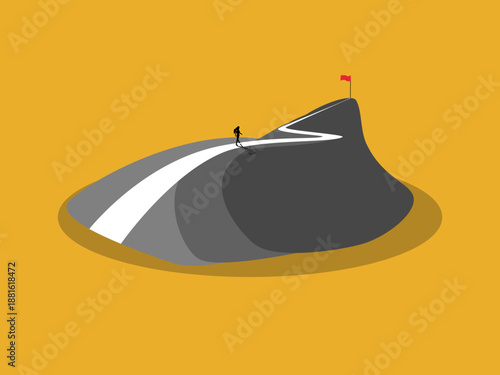 businesswoman walked uphill towards her destination