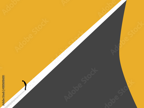 businessman grows aggressively, following the upward arrow