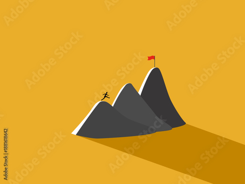 Businessman jumps across three mountains to reach his ultimate goal.