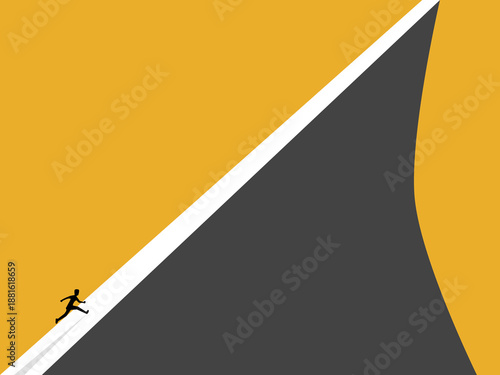 businessman running up the steep hill