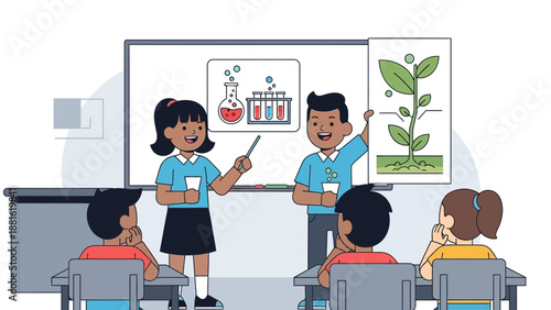 Teacher and student in classroom teaching.