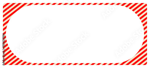 Worn warning sign red and white stripes frame, industrial background