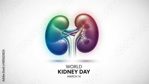 World kidney day colorful illustration of human kidneys awareness campaign