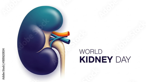 World kidney day awareness illustration with human kidney anatomy