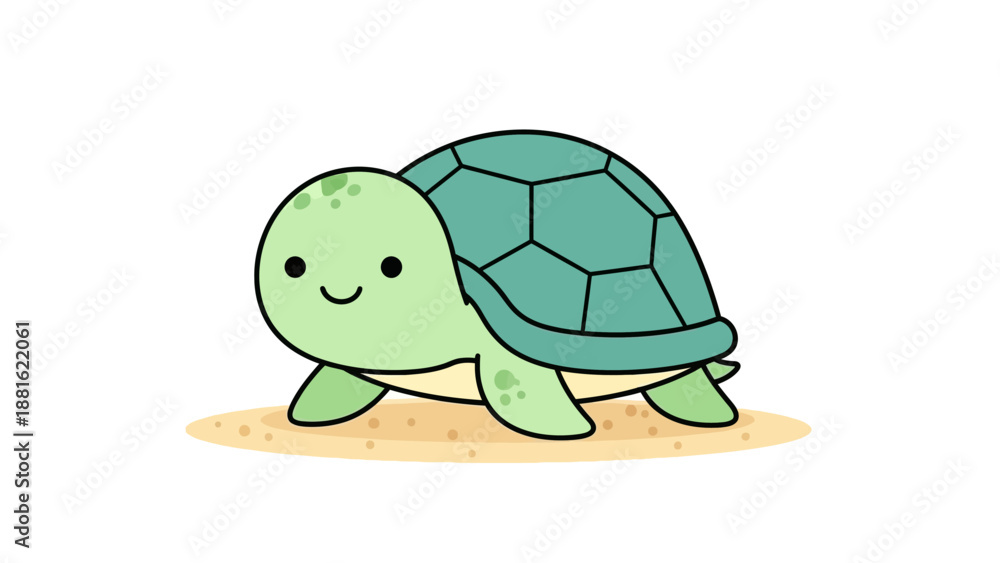 Obraz premium Adorable cartoon turtle with a cheerful face and vibrant shell in a playful