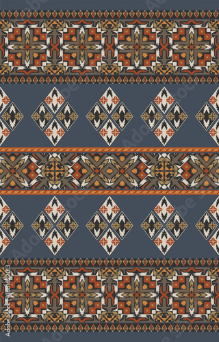 Geometric patterns, seamless, Aztec style, rug patterns, traditional carpets.