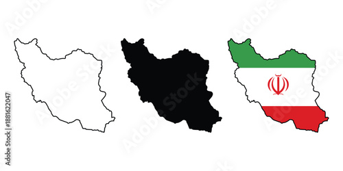 Three illustrations of iran's map