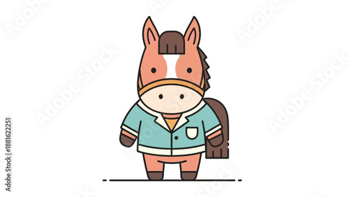 Charming cartoon horse dressed in pajamas with a friendly appearance