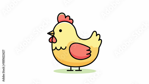 Cute Cartoon Chicken Illustration with Bright Colors and Simple Design