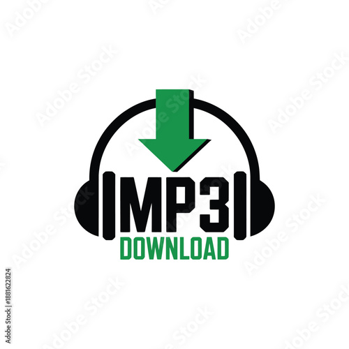 mp3 download logo with headphones and green arrow