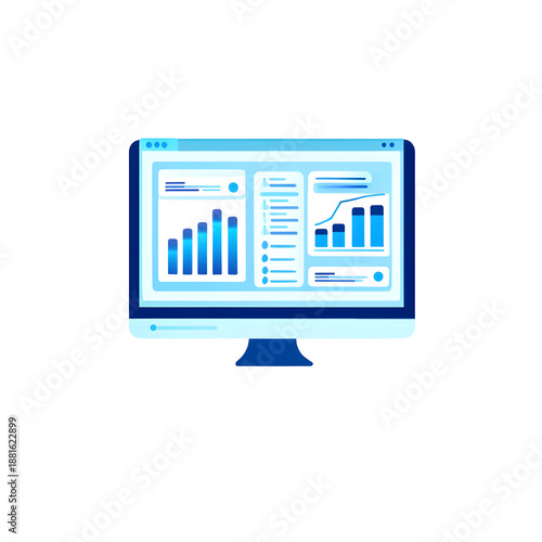 Digital Data Display: An illustration of a computer monitor displaying various charts and graphs, conveying information, and data visualization.