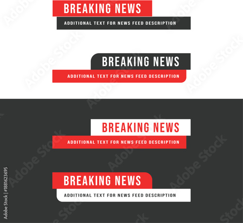 Red and Black Lower Third on Black and White Background for Television and Stream Channels