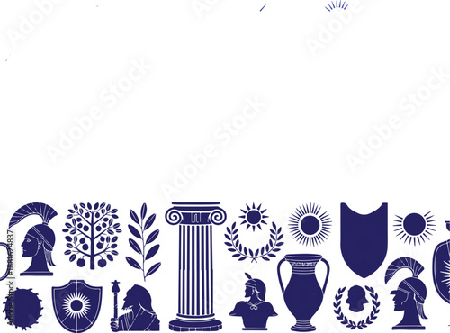 Ancient Greece Boho Silhouette Icon Kit Sculpture, Vase & Column Signs