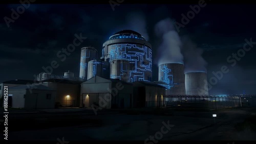 Nuclear power plant with glowing circuit design