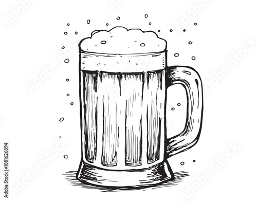 Hand-Drawn Beer Mugs with Frothy Foam Collection