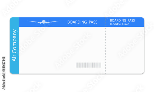 Airline ticket template on a white background.