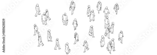 Top View Crowd People CAD Blocks - Technical Large Group Human Figure Symbols for Urban Planning and Public Spaces