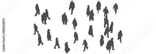 Top View Crowd People Silhouette CAD Blocks - Solid Black Group Human Figure Symbols for City and Site Planning
