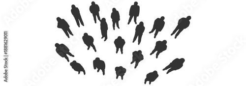 Top View Standing People Silhouette CAD Blocks with Semi Thick Lines - Bold Solid Profile Symbols for Architectural Layouts