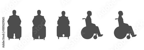 Wheelchair Users Silhouette CAD Blocks - Solid Black Accessibility Symbols for Professional Inclusive Architectural Plans