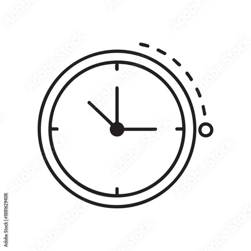 Minimal clock productivity icon in clean outline vector style. Ideal for UI UX design, enterprise software, time management and productivity tools, scalable and easy to customize.
