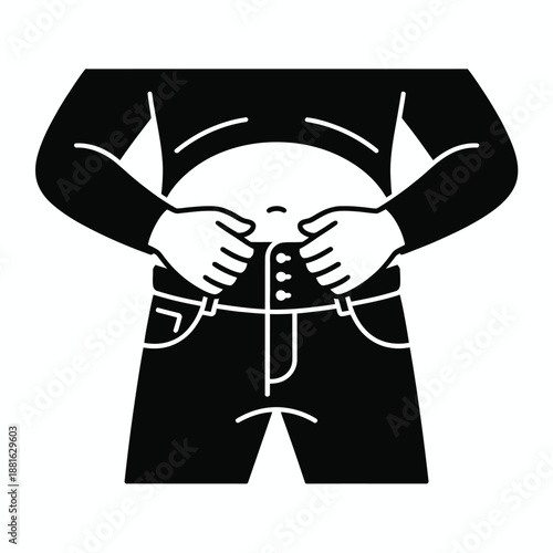 Person holding belly isolated on white background, Vector, illustration