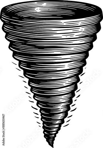 Tornado Storm Swirling Cloud Formation Vintage Engraving Style Illustration