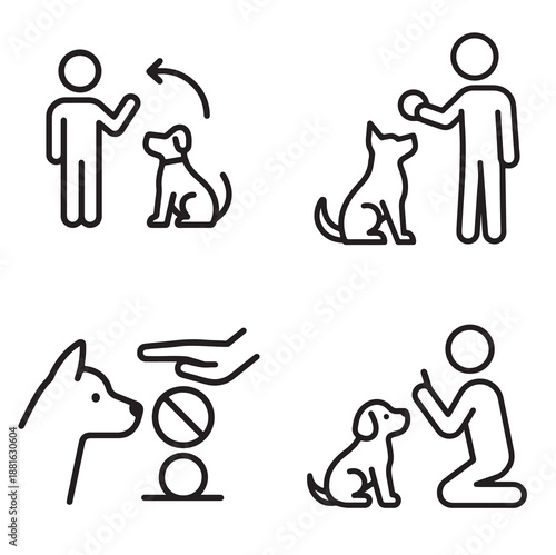 Dog training instructions showing commands, rewards, and practice.