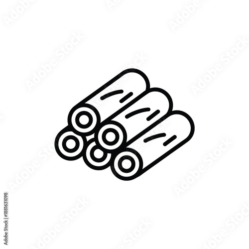 Stack of logs ready for campfire isolated on white background, Vector, illustration