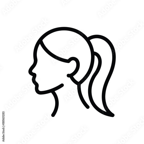 Profile of a woman with ponytail isolated on white background, Vector, illustration