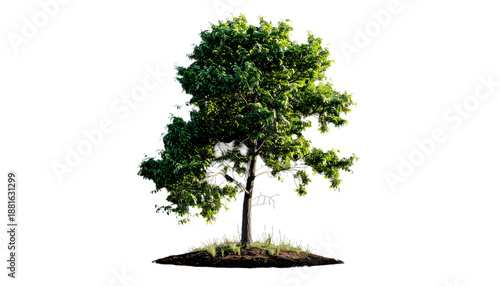 solitary tree standing on a small patch.