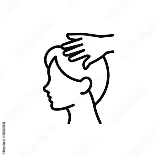 Person touching head isolated on white background, Vector, illustration