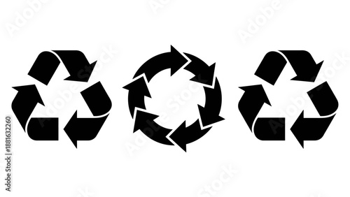 Bold Black Triple Recycling Arrows Eco Cycle Symbol Illustration