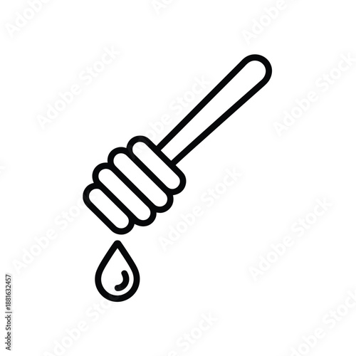 Honey dripping from dipper isolated on white background, Vector, illustration