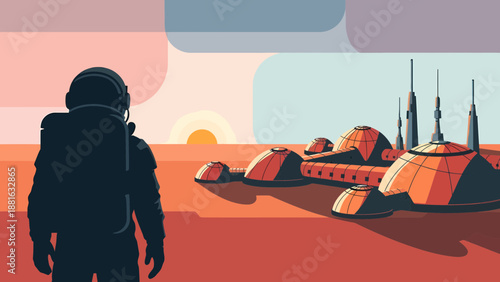 Astronaut Exploring Alien Planet Landscape.